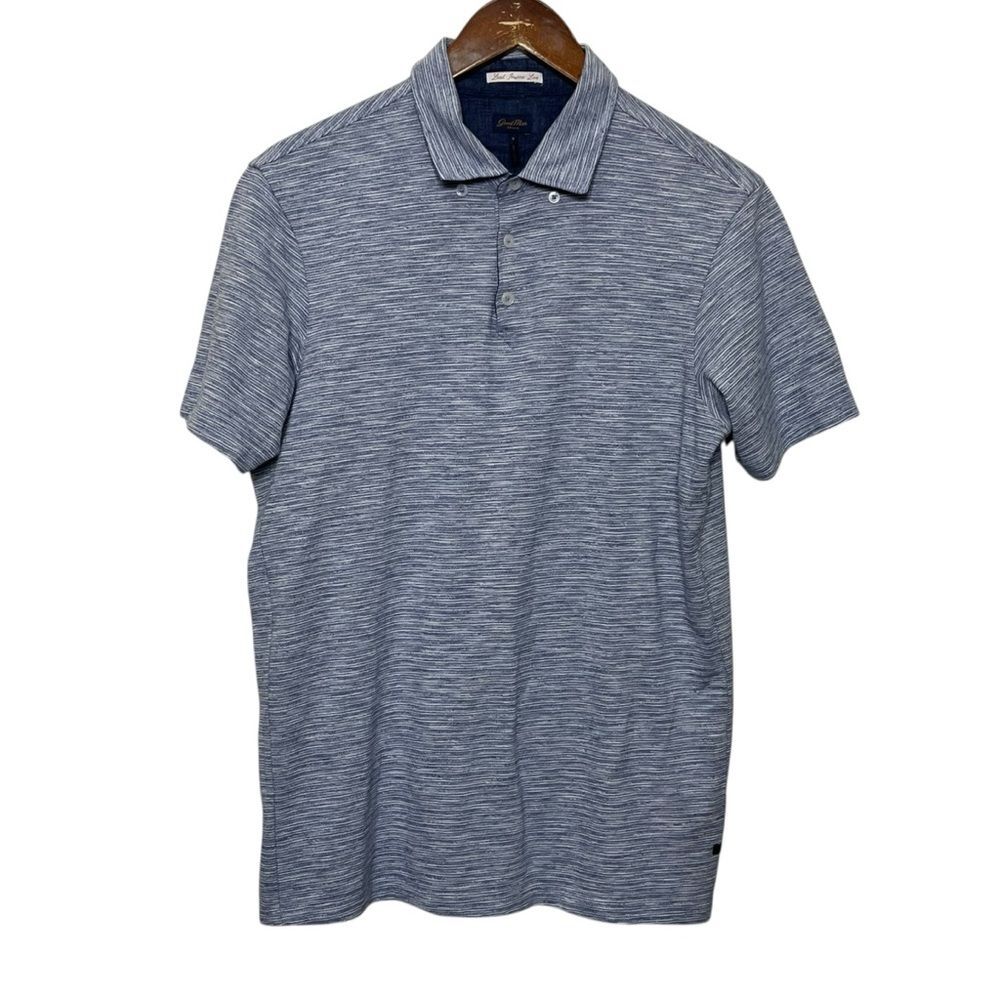 Good Man Brand Textured Polo Shirt Men's Small Blue Cotton Casual Golf Classic